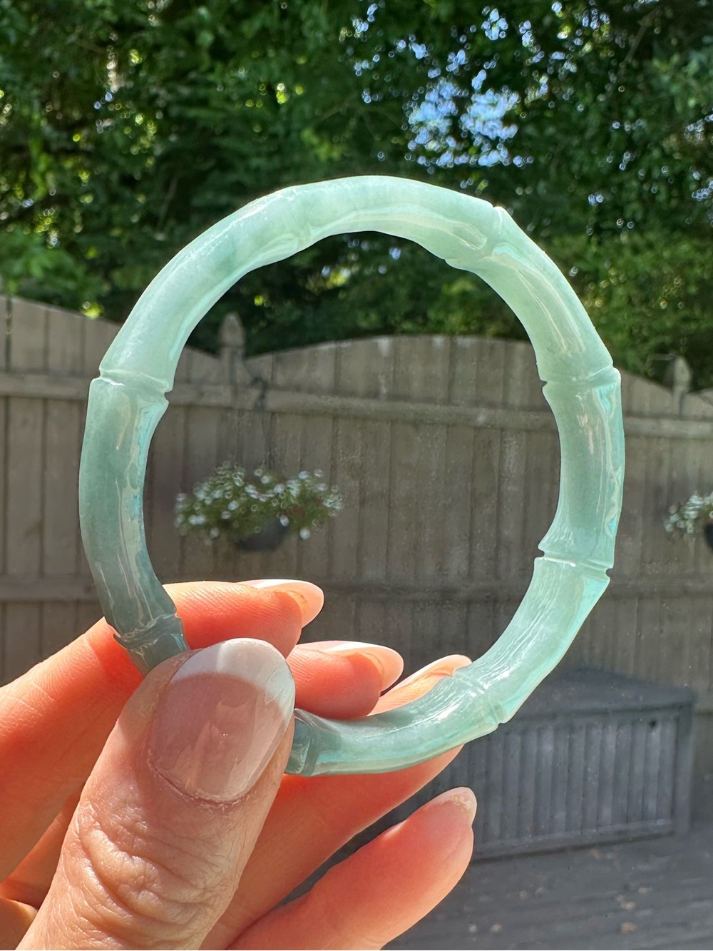 🌊Bluewater Jadeite Jade Bangle Bamboo Guatemalan Semi Translucent Icy
